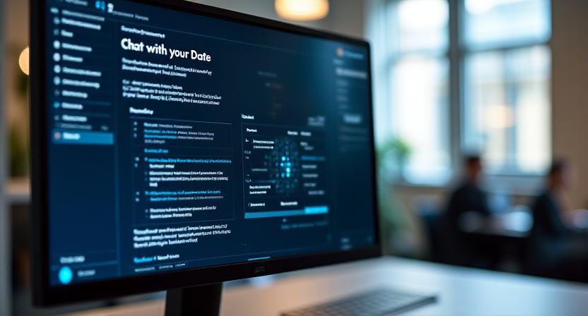 Executive using a clean AI interface to chat with business data